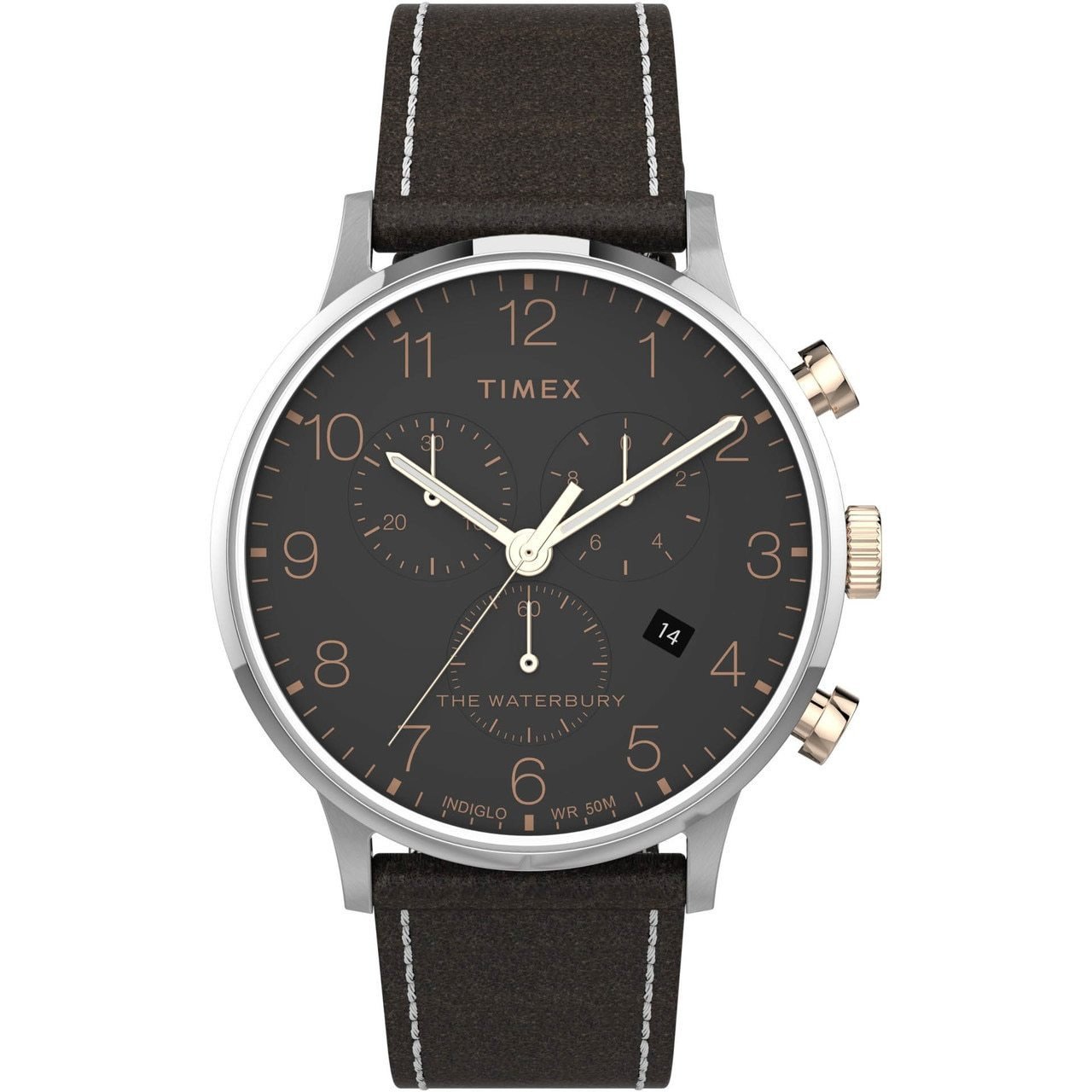 Timex Waterbury Classic Chronograph 40mm Silver Brown